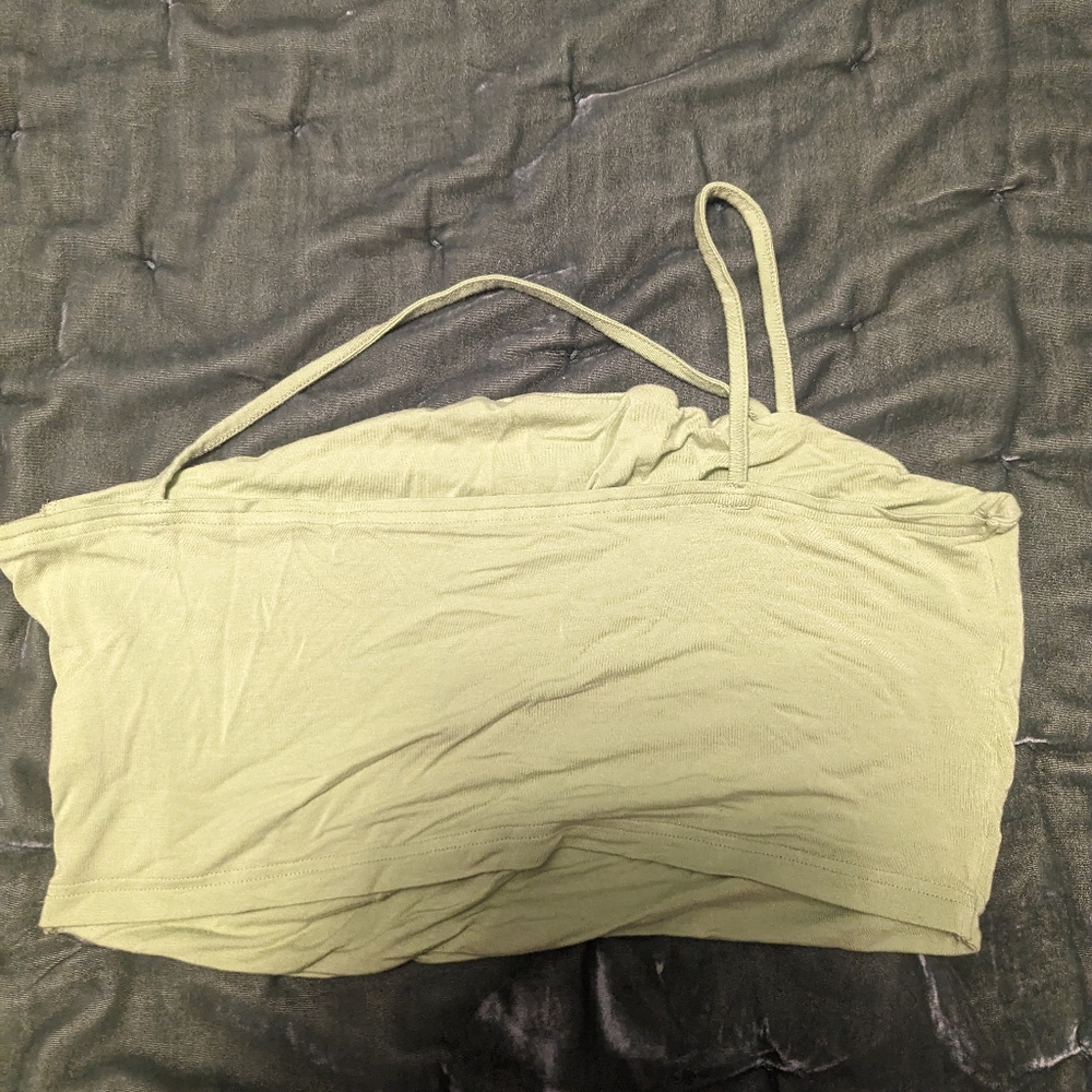 Green diagonal strap Crop Top